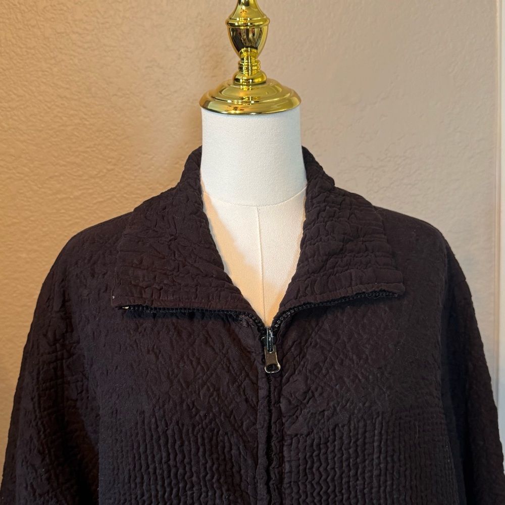 SilkLand Women's Black Textured Utility Jacket Pockets 1X - Picture 2 of 8